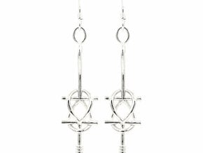 Double Ankh Earrings in 14k White Gold