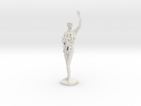 Skeleton Statue Figurine 3D Printed in White Natural Versatile Plastic: Small