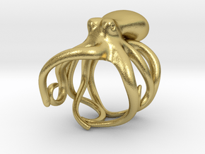 Octopus Ring 17.5mm in Natural Brass