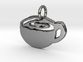 Coffee Cup Pendant in Polished Silver