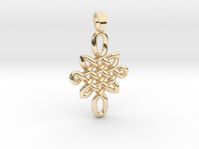 Double celtic knot [pendant] in 9K Yellow Gold 