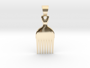 Afro comb [pendant] in 9K Yellow Gold 