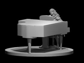 Half Orc Female Bard on Animated Piano in Tan Fine Detail Plastic