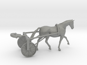 HO Scale Horse and Racing Buggy in Gray PA12