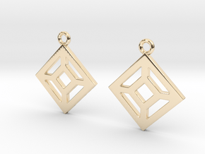 Square in square [Earrings] in 9K Yellow Gold 