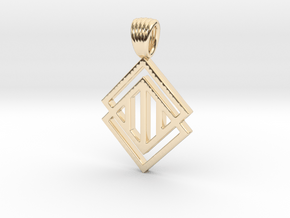 Squares'n hatches [pendant] in 9K Yellow Gold 