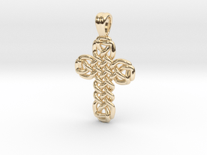 Celtic knot cross [pendant] in 9K Yellow Gold 