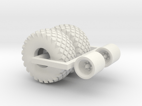 1/64 Custom 18.4 x 16 turf tires and wheels in White Natural Versatile Plastic