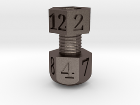 d12 nuts & bolts dice in Polished Bronzed-Silver Steel