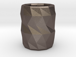 Pencil Holder in Polished Bronzed-Silver Steel