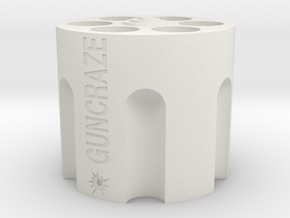 GunCraze Cylinder that holds 9mm D6 Bullet Dice in White Natural Versatile Plastic