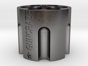 GunCraze Cylinder that holds 9mm D6 Bullet Dice in Polished Nickel Steel