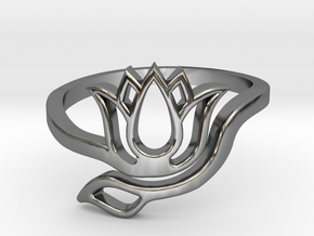 Bague Lotus in Fine Detail Polished Silver: 5 / 49