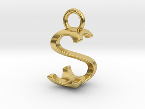 Two way letter pendant - SS S in Polished Brass