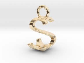 Two way letter pendant - SS S in 14k Gold Plated Brass