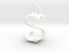 Two way letter pendant - SS S in White Processed Versatile Plastic