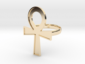 Ankh Ring | Egyptian Ankh Cross in 14k Gold Plated Brass: 6 / 51.5