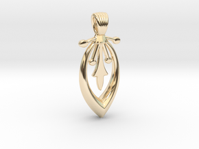 A long art deco flower [pendant] in 9K Yellow Gold 