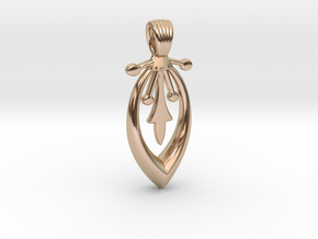 A long art deco flower [pendant] in 9K Rose Gold 