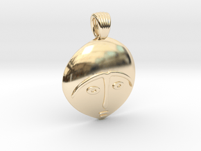 Afro mask [pendant] in 9K Yellow Gold 