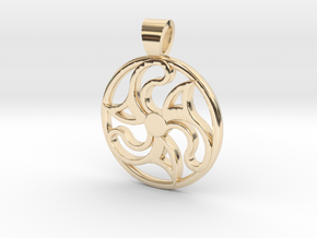 Flower and teeth triskell [pendant] in 9K Yellow Gold 