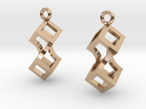 Linked cubes [earrings] in 9K Rose Gold 