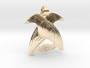 Odin's ravens [pendant] in 9K Yellow Gold 