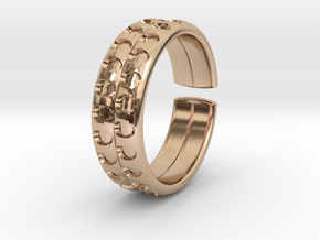 Large notched ring [sizable ring] in 9K Rose Gold 
