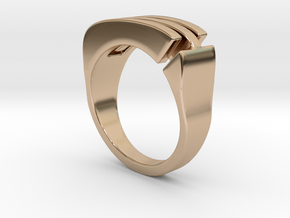Large three lines Seal [sizable ring] in 9K Rose Gold 