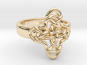 Crossed celtic knot [Sizable ring] in 9K Yellow Gold 