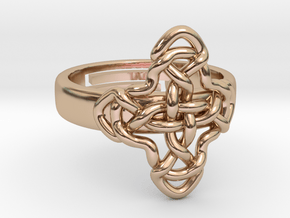 Crossed celtic knot [Sizable ring] in 9K Rose Gold 