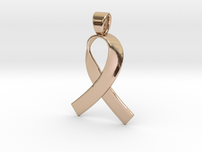 Pink october ribbon [pendant] in 9K Rose Gold 