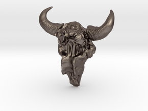 Bison Skull 5.2 cm in Polished Bronzed Silver Steel