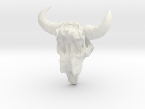 Bison Skull 5.2 cm in White Natural Versatile Plastic