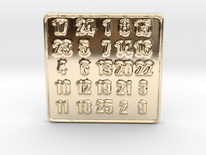De la Loubere Magic Square after Agrippa's SMALL in 9K Yellow Gold 