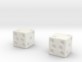Weathered Movie Dice in White Natural TPE (SLS)