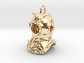 Galeazzi diver helmet with collar in 9K Yellow Gold 