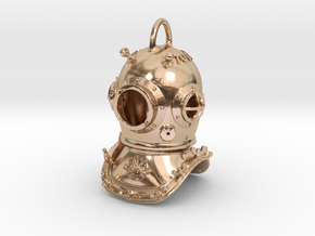 Galeazzi diver helmet with collar in 14k Rose Gold Plated Brass