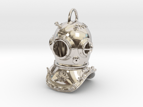 Galeazzi diver helmet with collar in Rhodium Plated Brass
