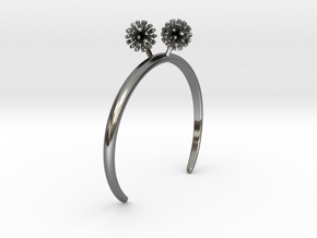 Bracelet with two small flowers of the Garlic R in Polished Silver: Large