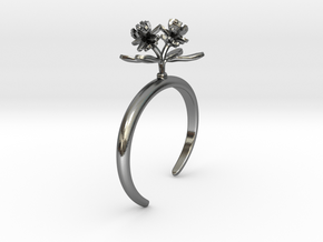 Bracelet with two small flowers of the Lemon R in Polished Silver: Extra Small