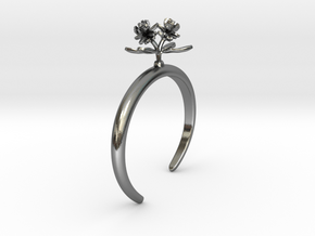 Bracelet with two small flowers of the Lemon R in Polished Silver: Large