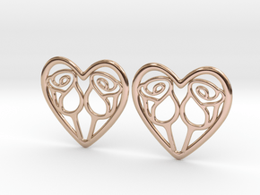 Rose and heart pair in 9K Rose Gold 