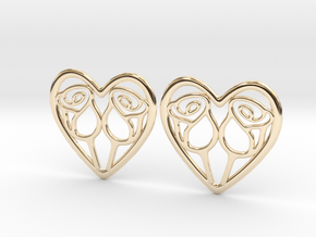Rose and heart pair in 14k Gold Plated Brass