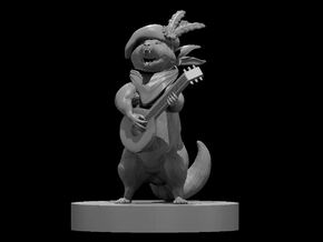 Raccoon Bard with Lute in Smooth Fine Detail Plastic
