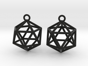 Icosahedron Earrings in Black Natural Versatile Plastic