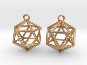 Icosahedron Earrings in Natural Bronze