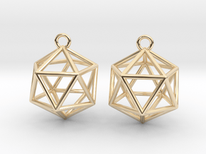 Icosahedron Earrings in 14k Gold Plated Brass
