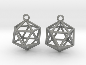 Icosahedron Earrings in Gray PA12