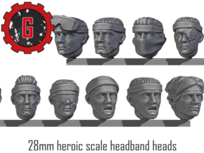 28mm Headband heads in Tan Fine Detail Plastic: Small